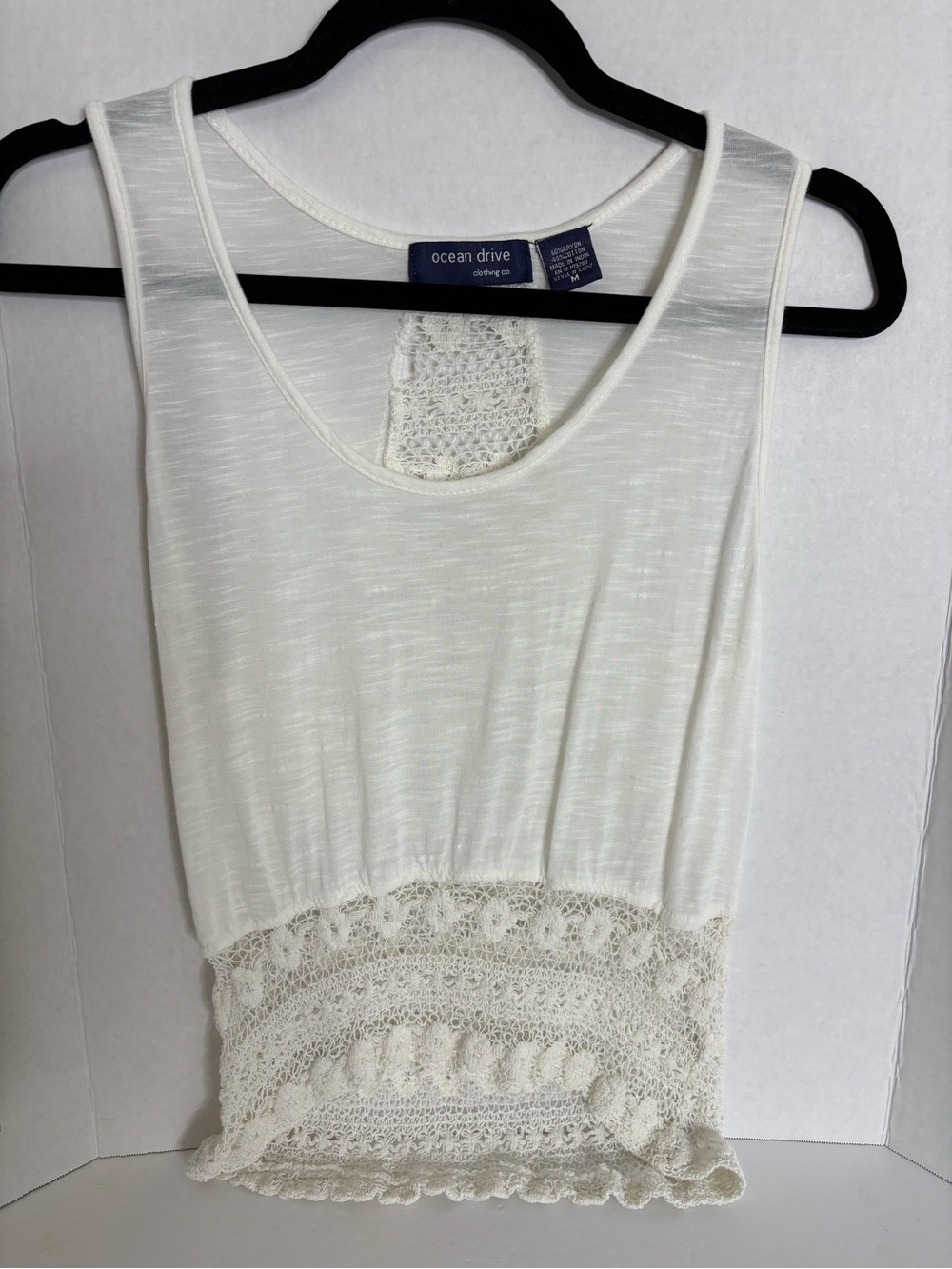 Ocean Drive Off-White Crochet Waist Tank